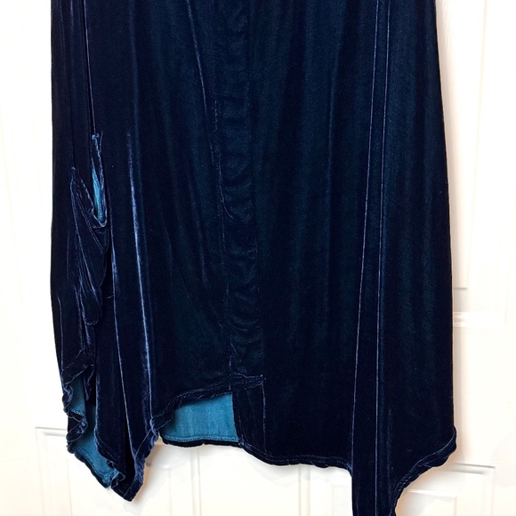 CUT LOOSE Asymmetrical Blue Velvet Sleeveless Tunic Dress Size L - Picture 3 of 9